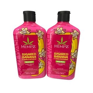 Hempz Sugared Banana & Vanilla Blossom Body Wash 17oz Set of 2 New
